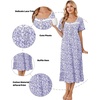 image:imageEkouaer Cotton Long Nightgowns for Women Short Sleeve Night Gown Button House Dress Lace Trim Soft Sleep ShirtPurple Floral