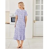 image:imageEkouaer Cotton Long Nightgowns for Women Short Sleeve Night Gown Button House Dress Lace Trim Soft Sleep ShirtPurple Floral