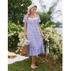 image:imageEkouaer Cotton Long Nightgowns for Women Short Sleeve Night Gown Button House Dress Lace Trim Soft Sleep ShirtPurple Floral