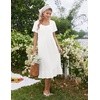 image:imageEkouaer Cotton Long Nightgowns for Women Short Sleeve Night Gown Button House Dress Lace Trim Soft Sleep ShirtWhite