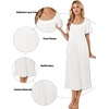 image:imageEkouaer Cotton Long Nightgowns for Women Short Sleeve Night Gown Button House Dress Lace Trim Soft Sleep ShirtWhite