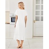 image:imageEkouaer Cotton Long Nightgowns for Women Short Sleeve Night Gown Button House Dress Lace Trim Soft Sleep ShirtWhite