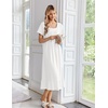 image:imageEkouaer Cotton Long Nightgowns for Women Short Sleeve Night Gown Button House Dress Lace Trim Soft Sleep ShirtWhite