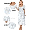 image:imageEkouaer Cotton Long Nightgowns for Women Short Sleeve Night Gown Button House Dress Lace Trim Soft Sleep ShirtWhite Blue Floral