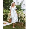 image:imageEkouaer Cotton Long Nightgowns for Women Short Sleeve Night Gown Button House Dress Lace Trim Soft Sleep ShirtWhite Blue Floral