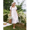 image:imageEkouaer Cotton Long Nightgowns for Women Short Sleeve Night Gown Button House Dress Lace Trim Soft Sleep ShirtWhite Pink Floral