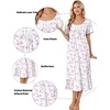 image:imageEkouaer Cotton Long Nightgowns for Women Short Sleeve Night Gown Button House Dress Lace Trim Soft Sleep ShirtWhite Pink Floral