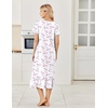 image:imageEkouaer Cotton Long Nightgowns for Women Short Sleeve Night Gown Button House Dress Lace Trim Soft Sleep ShirtWhite Pink Floral