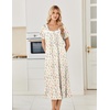 image:imageEkouaer Cotton Long Nightgowns for Women Short Sleeve Night Gown Button House Dress Lace Trim Soft Sleep ShirtYellow Floral