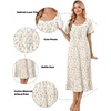image:imageEkouaer Cotton Long Nightgowns for Women Short Sleeve Night Gown Button House Dress Lace Trim Soft Sleep ShirtYellow Floral