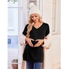 image:imageEkouaer Womens 3 Pack Maternity Shirts Long Sleeve V Neck with Split Side Pregnancy Tops Casual Basic Clothes S2XLBlackDark RedKhaki