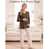 image:imageEkouaer Womens 3 Pack Maternity Shirts Long Sleeve V Neck with Split Side Pregnancy Tops Casual Basic Clothes S2XLBlackDark RedKhaki