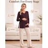 image:imageEkouaer Womens 3 Pack Maternity Shirts Long Sleeve V Neck with Split Side Pregnancy Tops Casual Basic Clothes S2XLBlackDark RedNavy Blue
