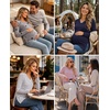 image:imageEkouaer Womens 3 Pack Maternity Shirts Long Sleeve V Neck with Split Side Pregnancy Tops Casual Basic Clothes S2XLBlackKhakiBeige