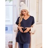 image:imageEkouaer Womens 3 Pack Maternity Shirts Long Sleeve V Neck with Split Side Pregnancy Tops Casual Basic Clothes S2XLBlackStripeLight Grey