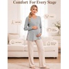 image:imageEkouaer Womens 3 Pack Maternity Shirts Long Sleeve V Neck with Split Side Pregnancy Tops Casual Basic Clothes S2XLBlackStripeLight Grey