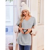 image:imageEkouaer Womens 3 Pack Maternity Shirts Long Sleeve V Neck with Split Side Pregnancy Tops Casual Basic Clothes S2XLBlackStripeWhite