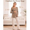 image:imageEkouaer Womens 3 Pack Maternity Shirts Long Sleeve V Neck with Split Side Pregnancy Tops Casual Basic Clothes S2XLBlackWhiteKhaki