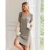 image:imageEkouaer Womens Long Sleeve Nightgown Crewneck Sleepshirt Soft Sleep Dress  This Sleepwear Features Super Soft Skinfriendly Knit Fabric Pajama for Sleeping or Lounging Excellent Value for the PriceKhaki