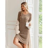 image:imageEkouaer Womens Long Sleeve Nightgown Crewneck Sleepshirt Soft Sleep Dress  This Sleepwear Features Super Soft Skinfriendly Knit Fabric Pajama for Sleeping or Lounging Excellent Value for the PriceBrown