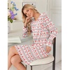 image:imageEkouaer Womens Long Sleeve Nightgown Crewneck Sleepshirt Soft Sleep Dress  This Sleepwear Features Super Soft Skinfriendly Knit Fabric Pajama for Sleeping or Lounging Excellent Value for the PriceWhite Christmas Reindeer