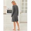 image:imageEkouaer Womens Long Sleeve Nightgown Crewneck Sleepshirt Soft Sleep Dress  This Sleepwear Features Super Soft Skinfriendly Knit Fabric Pajama for Sleeping or Lounging Excellent Value for the PriceDeep Grey