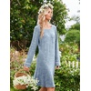 image:imageEkouaer Womens Long Sleeve Nightgown Crewneck Sleepshirt Soft Sleep Dress  This Sleepwear Features Super Soft Skinfriendly Knit Fabric Pajama for Sleeping or Lounging Excellent Value for the PriceLight Blue