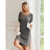 image:imageEkouaer Womens Long Sleeve Nightgown Crewneck Sleepshirt Soft Sleep Dress  This Sleepwear Features Super Soft Skinfriendly Knit Fabric Pajama for Sleeping or Lounging Excellent Value for the PriceDeep Grey