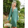 image:imageEkouaer Womens Long Sleeve Nightgown Crewneck Sleepshirt Soft Sleep Dress  This Sleepwear Features Super Soft Skinfriendly Knit Fabric Pajama for Sleeping or Lounging Excellent Value for the PriceGreen