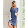 image:imageEkouaer Womens Long Sleeve Nightgown Crewneck Sleepshirt Soft Sleep Dress  This Sleepwear Features Super Soft Skinfriendly Knit Fabric Pajama for Sleeping or Lounging Excellent Value for the PriceNavy Blue