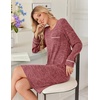 image:imageEkouaer Womens Long Sleeve Nightgown Crewneck Sleepshirt Soft Sleep Dress  This Sleepwear Features Super Soft Skinfriendly Knit Fabric Pajama for Sleeping or Lounging Excellent Value for the PriceWine Red