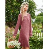 image:imageEkouaer Womens Long Sleeve Nightgown Crewneck Sleepshirt Soft Sleep Dress  This Sleepwear Features Super Soft Skinfriendly Knit Fabric Pajama for Sleeping or Lounging Excellent Value for the PriceWine Red