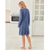 image:imageEkouaer Womens Long Sleeve Nightgown Crewneck Sleepshirt Soft Sleep Dress  This Sleepwear Features Super Soft Skinfriendly Knit Fabric Pajama for Sleeping or Lounging Excellent Value for the PriceNavy Blue
