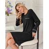 image:imageEkouaer Womens Long Sleeve Nightgown Crewneck Sleepshirt Soft Sleep Dress  This Sleepwear Features Super Soft Skinfriendly Knit Fabric Pajama for Sleeping or Lounging Excellent Value for the PriceBlack