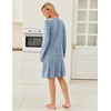 image:imageEkouaer Womens Long Sleeve Nightgown Crewneck Sleepshirt Soft Sleep Dress  This Sleepwear Features Super Soft Skinfriendly Knit Fabric Pajama for Sleeping or Lounging Excellent Value for the PriceLight Blue