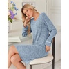 image:imageEkouaer Womens Long Sleeve Nightgown Crewneck Sleepshirt Soft Sleep Dress  This Sleepwear Features Super Soft Skinfriendly Knit Fabric Pajama for Sleeping or Lounging Excellent Value for the PriceLight Blue
