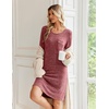 image:imageEkouaer Womens Long Sleeve Nightgown Crewneck Sleepshirt Soft Sleep Dress  This Sleepwear Features Super Soft Skinfriendly Knit Fabric Pajama for Sleeping or Lounging Excellent Value for the PriceWine Red