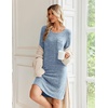 image:imageEkouaer Womens Long Sleeve Nightgown Crewneck Sleepshirt Soft Sleep Dress  This Sleepwear Features Super Soft Skinfriendly Knit Fabric Pajama for Sleeping or Lounging Excellent Value for the PriceLight Blue