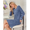image:imageEkouaer Womens Long Sleeve Nightgown Crewneck Sleepshirt Soft Sleep Dress  This Sleepwear Features Super Soft Skinfriendly Knit Fabric Pajama for Sleeping or Lounging Excellent Value for the PriceNavy Blue