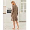 image:imageEkouaer Womens Long Sleeve Nightgown Crewneck Sleepshirt Soft Sleep Dress  This Sleepwear Features Super Soft Skinfriendly Knit Fabric Pajama for Sleeping or Lounging Excellent Value for the PriceBrown