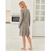 image:imageEkouaer Womens Long Sleeve Nightgown Crewneck Sleepshirt Soft Sleep Dress  This Sleepwear Features Super Soft Skinfriendly Knit Fabric Pajama for Sleeping or Lounging Excellent Value for the PriceKhaki