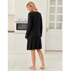 image:imageEkouaer Womens Long Sleeve Nightgown Crewneck Sleepshirt Soft Sleep Dress  This Sleepwear Features Super Soft Skinfriendly Knit Fabric Pajama for Sleeping or Lounging Excellent Value for the PriceBlack
