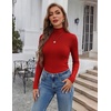 image:imageEkouaer Womens Turtleneck Long Sleeve Shirts Ribbed Casual Basic Tops Fitted Underwear Thermal Undershirts Winter ClothesRed