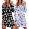 image:imageEkouaer 2 Pack Long Sleeve Nightgown for Women Crew Neck Sleepshirts S3XL  Excellent Value for the Price Features Many Cute Prints Soft Comfortable Fabric Long Sleeve O Neck Nightgown for SleepingBlack FlowerBlue Flower