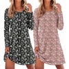 image:imageEkouaer 2 Pack Long Sleeve Nightgown for Women Crew Neck Sleepshirts S3XL  Excellent Value for the Price Features Many Cute Prints Soft Comfortable Fabric Long Sleeve O Neck Nightgown for SleepingBlack Floral Leaf Pink Floral Leaf
