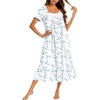 White Blue Floral