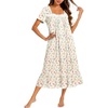 image:imageEkouaer Cotton Long Nightgowns for Women Short Sleeve Night Gown Button House Dress Lace Trim Soft Sleep ShirtYellow Floral
