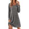 image:imageEkouaer Womens Long Sleeve Nightgown Crewneck Sleepshirt Soft Sleep Dress  This Sleepwear Features Super Soft Skinfriendly Knit Fabric Pajama for Sleeping or Lounging Excellent Value for the PriceDeep Grey