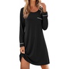 image:imageEkouaer Womens Long Sleeve Nightgown Crewneck Sleepshirt Soft Sleep Dress  This Sleepwear Features Super Soft Skinfriendly Knit Fabric Pajama for Sleeping or Lounging Excellent Value for the PriceBlack