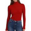 image:imageEkouaer Womens Turtleneck Long Sleeve Shirts Ribbed Casual Basic Tops Fitted Underwear Thermal Undershirts Winter ClothesRed